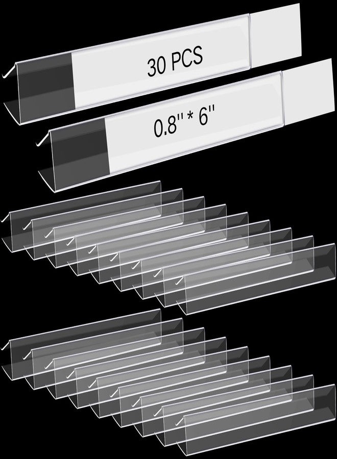 تيلينغ حامل ملصقات أرفف من تيلينج، 30 قطعة، بلاستيك شفاف، 0.875 بوصة × 6 بوصة، مشابك خشبية، ملصقات معدنية، حاملات ملصقات للأرفف بسمك 0.75 بوصة، تتضمن حشوات فارغة متطابقة، للمكاتب والمكتبات. - Image 1